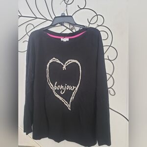 Charter Club Bonjour l/s black knit sweater sz xl